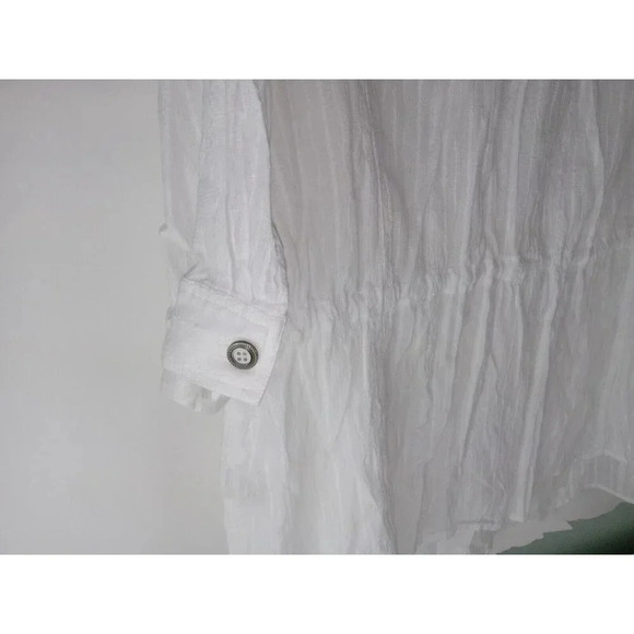 CJ Banks Womens Shirt Top White Button Up Drawstring Waist Cotton Size 5X Plus - Picture 4 of 10